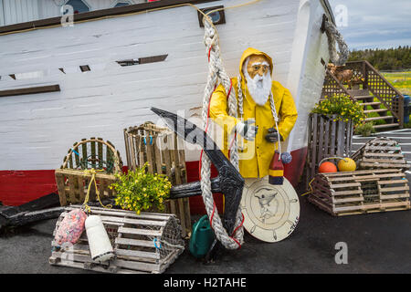 Decorazione esterna presso il Cafe di ancoraggio a Port au choix, Terranova e Labrador, Canada. Foto Stock