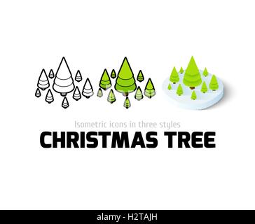 Albero di natale icona in stile differente Illustrazione Vettoriale
