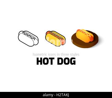 Hot Dog icona in stile differente Illustrazione Vettoriale