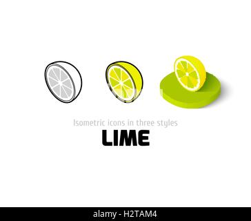 Icona di lime in stile differente Illustrazione Vettoriale