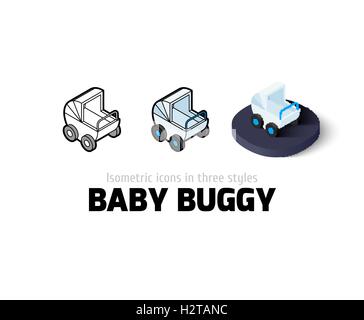 Baby buggy icona in stile differente Illustrazione Vettoriale