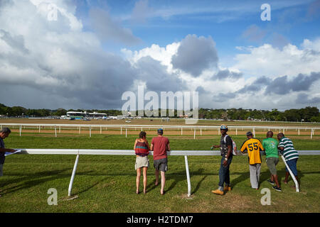 Barbados Bridgetown Garrison Savannah Racetrack racecourse corso horse racing venue sei furlong via erba turf club spectato Foto Stock