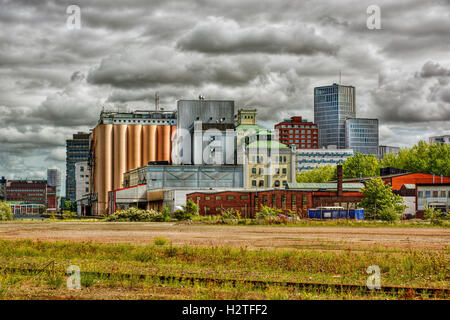 Agosto 2016, cityscape di Malmö (Svezia), HDR-tecnica Foto Stock