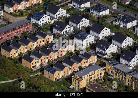 Fotografia aerea, case a schiera in Tremoniapark, abitazioni unifamiliari, Dortmund, la zona della Ruhr, Renania settentrionale-Vestfalia, Germania, Foto Stock