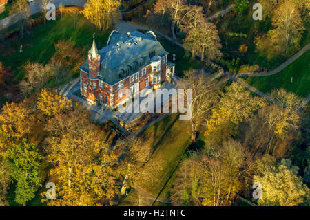 Fotografia aerea, Prillwitz nel lago Lieps con castello Prillwitz, Mecklenburg pianura pianura piena di laghi, Müritz, Mecklenburg- Foto Stock