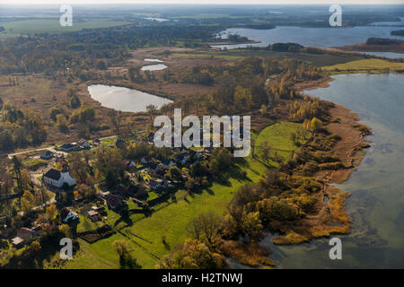 Fotografia aerea, Rechlin, Mecklenburg pianura pianura piena di laghi, Meclemburgo-Pomerania Occidentale, Germania Europa antenna Foto Stock