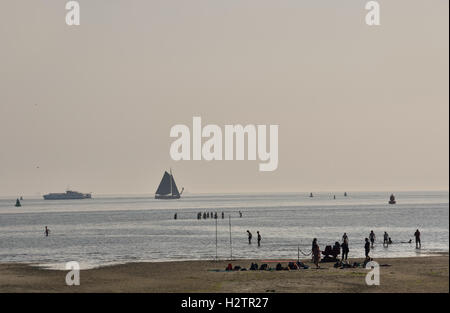 Terschelling ebb marea flusso spiaggia mare costa Paesi Bassi Foto Stock