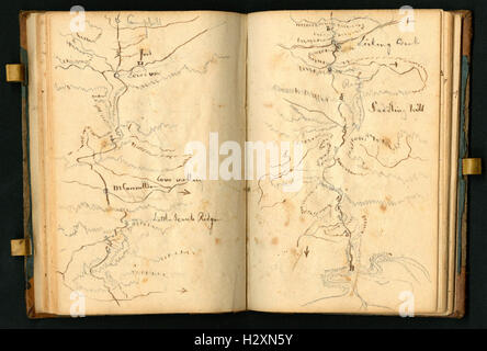 Notebook tenuto da Rafinesque su un viaggio da Philadelphia a Kentucky, 1818 (pagine 84 e 85) BHL459 Foto Stock