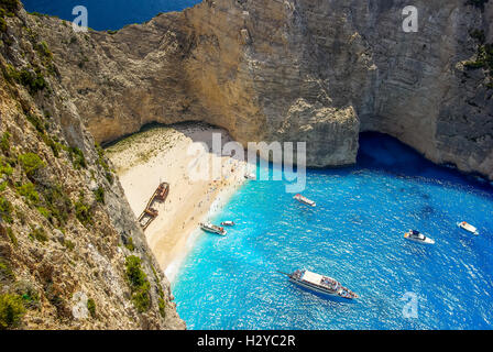 Navagio Beach - Shipwreck, Zante Island, Grecia. Le spiagge più belle del mondo. Foto Stock