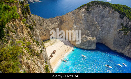 Navagio Beach - Shipwreck, Zante Island, Grecia. Le spiagge più belle del mondo. Foto Stock