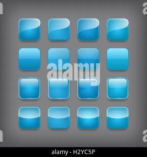 Set di vuoto i pulsanti di colore blu per la progettazione o app. Illustrazione Vettoriale