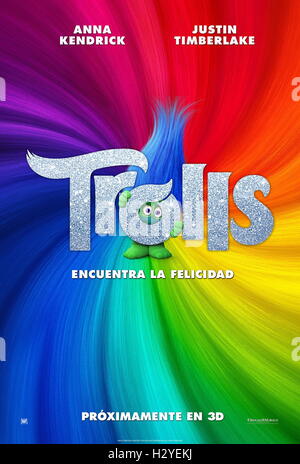 Data di rilascio: novembre 4, 2016 Titolo: Troll STUDIO: DreamWorks direttore: Mike Mitchell, Walt Dohrn trama: immettere un colorato mondo meraviglioso popolato da comicamente personaggi indimenticabili e scoprire la storia della eccessivamente ottimistico troll, con una canzone costante sulle loro labbra, e la comically Bergens pessimistica, che sono felici solo quando hanno i troll nel loro stomaco. STARRING: voci di Anna Kendrick, Zooey Deschanel, Justin Timberlake (credito Immagine: c DreamWorks/Entertainment Pictures/) Foto Stock