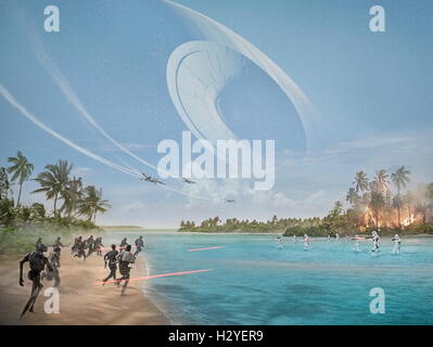 Data di rilascio: dicembre 16, 2016 Titolo: Rogue uno pseudonimo di una Star Wars Storia STUDIO: Lucasfilm direttore: Gareth Edwards trama: i ribelli fissati su una missione per rubare i piani per la Death Star starring: Locandina (credito Immagine: c Lucasfilm/Entertainment Pictures/) Foto Stock