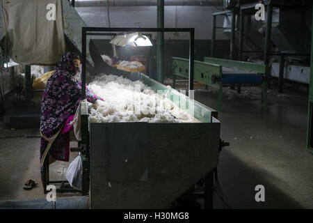 Le donne che lavorano all'interno del mulino di cotone Multan Pakistan Foto Stock