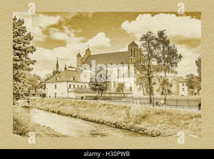 Vista sul fiume Vilnia al San Bernardo Chiesa, Vilnius, Lituania, paesi baltici, Europa Foto Stock