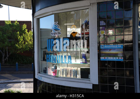 Sydney, Australia. Il 3 ottobre 2016. Molte aziende e abitazioni in Cronulla, a sud di Sydney sono state decorate a sostegno del Cronulla squali Nazionale Rugby League team che ha sconfitto la tempesta di Melbourne in NRL Grand final. Credito: Richard Milnes/Alamy Live News Foto Stock