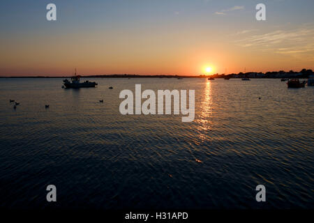 Bel tramonto a Mudeford Quay, Dorset Foto Stock
