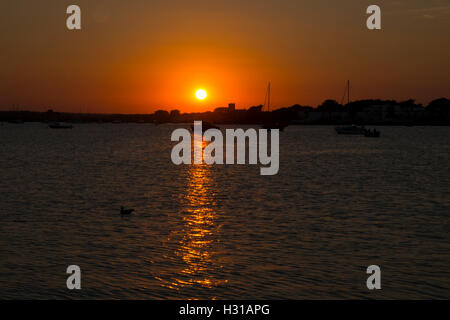 Bel tramonto a Mudeford Quay, Dorset Foto Stock