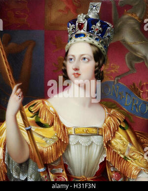 Ritratto della Regina Victoria nella sua incoronazione accappatoi 1838 Foto Stock
