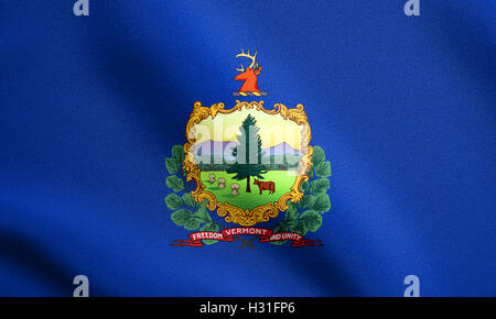 Vermonter bandiera ufficiale, il simbolo. American elemento patriottico. Stati Uniti d'America banner. Stati Uniti d'America lo sfondo. Foto Stock