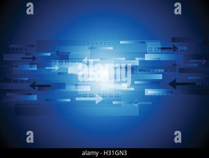 Blu scuro tecnologia astratto dello sfondo. Vettore design geometrico con elementi di frecce Illustrazione Vettoriale