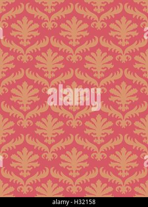 Vettore damaschi colorati seamless motivo floreale sfondo. Color corallo di tendenza. Lusso elegante texture per sfondi sfondi, Illustrazione Vettoriale