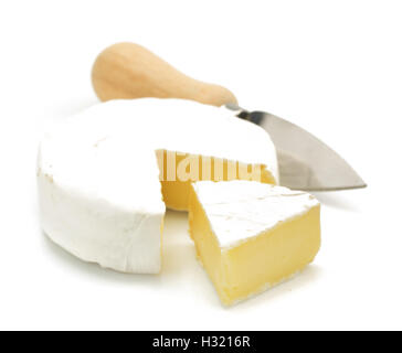 Pezzo di formaggio isolato su sfondo bianco Foto Stock