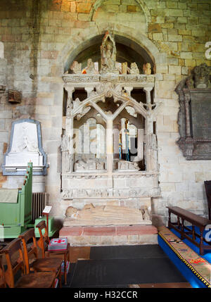 Harrington tomba, Cartmel Priory, Grange Over Sands, Cumbria Foto Stock