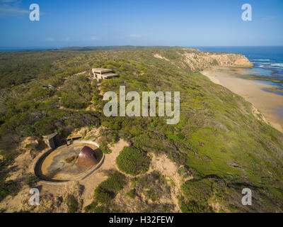 Vista aerea di Fort Pierce struttura. Parco Nazionale Point Nepean, Melbourne, Victoria, Australia Foto Stock