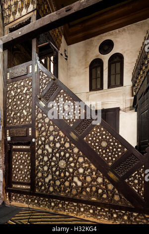 Dettaglio del minbar, Fayoum, Egitto, Moschea di Asalbay (1498-9) Foto Stock