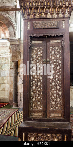 Dettaglio del minbar, Fayoum, Egitto, Moschea di Asalbay (1498-9) Foto Stock