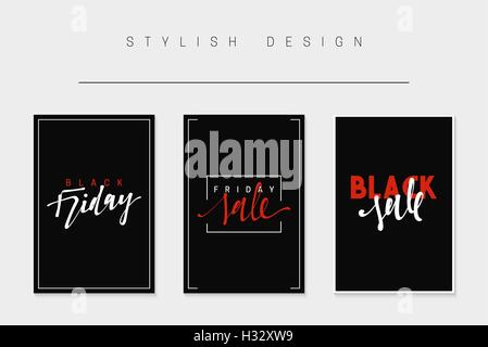 Set di schede per le vendite, Venerdì nero, grande vendita, vendita di sconto tag, Illustrazione Vettoriale