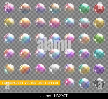 Bolle di sapone insieme realistico isolato con trasparente illustrazione vettoriale Illustrazione Vettoriale