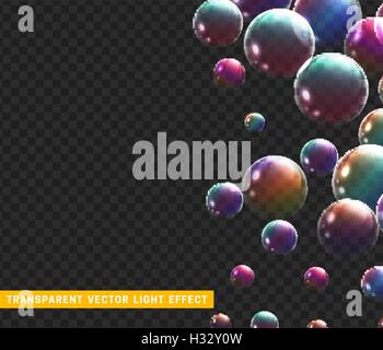 Bolle di sapone insieme realistico isolato con trasparente illustrazione vettoriale Illustrazione Vettoriale