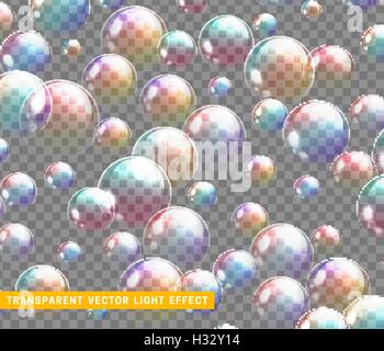 Bolle di sapone insieme realistico isolato con trasparente illustrazione vettoriale Illustrazione Vettoriale