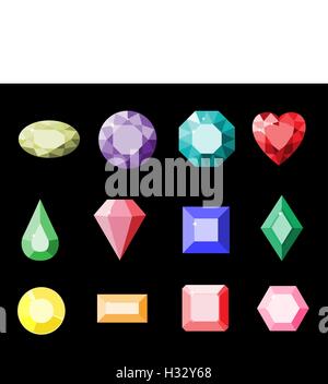 Set di gemme colorate. Semplice illustrazione delle gemme. Cartoon jewels isolato. Vettore. Illustrazione Vettoriale