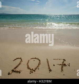 Nuovo anno 2017 CELEBRAZIONE sulla spiaggia del mare concept Foto Stock