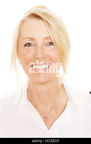 Donna, 49, in una sala spa Foto Stock