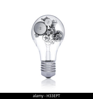 Ingranaggi all'interno della lampadina Foto Stock
