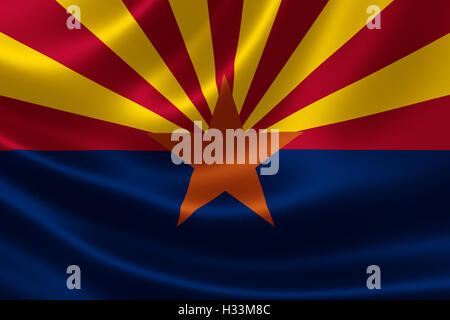 3D rendering della bandiera della Arizona su raso texture. Foto Stock