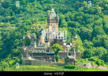 Il castello di Reichsburg, Cochem, Renania-Palatinato, Germania Foto Stock