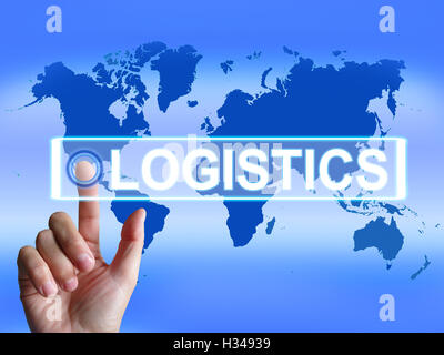 Mappa logistica indica le strategie di logistica e International Foto Stock