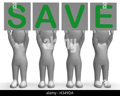 Salvare i banner significa Offerte speciali e sconti Foto Stock