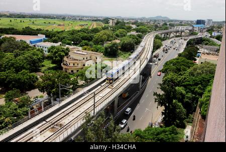 Chennai Metro Rail , sistema di transito rapido , Madras , Chennai , Tamil Nadu , India , Asia Foto Stock