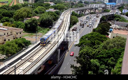 Metropolitana di Chennai, sistema di transito rapido, Chennai, Tamil Nadu, India, Asia Foto Stock