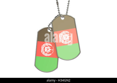 Afghanistan Dog Tag, rendering 3D isolati su sfondo bianco Foto Stock