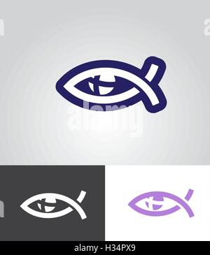 Pesce cristiana come simbolo dell'occhio con croce nel bulbo oculare come emblema cristiano abstract illustrazione vettoriale Illustrazione Vettoriale
