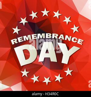 Abstract bassa poli sfondo rosso con il Giorno del Ricordo il testo illustrazione vettoriale Illustrazione Vettoriale