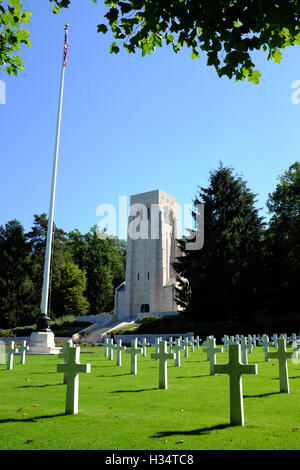 Il Aisne-Marne Cimitero e memoriale americano Belleau in, nel nord della Francia. Foto Stock