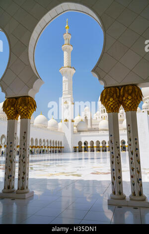 Sheikh Zayed Grande Moschea di Abu Dhabi, Emirati Arabi Uniti, Medio Oriente Foto Stock